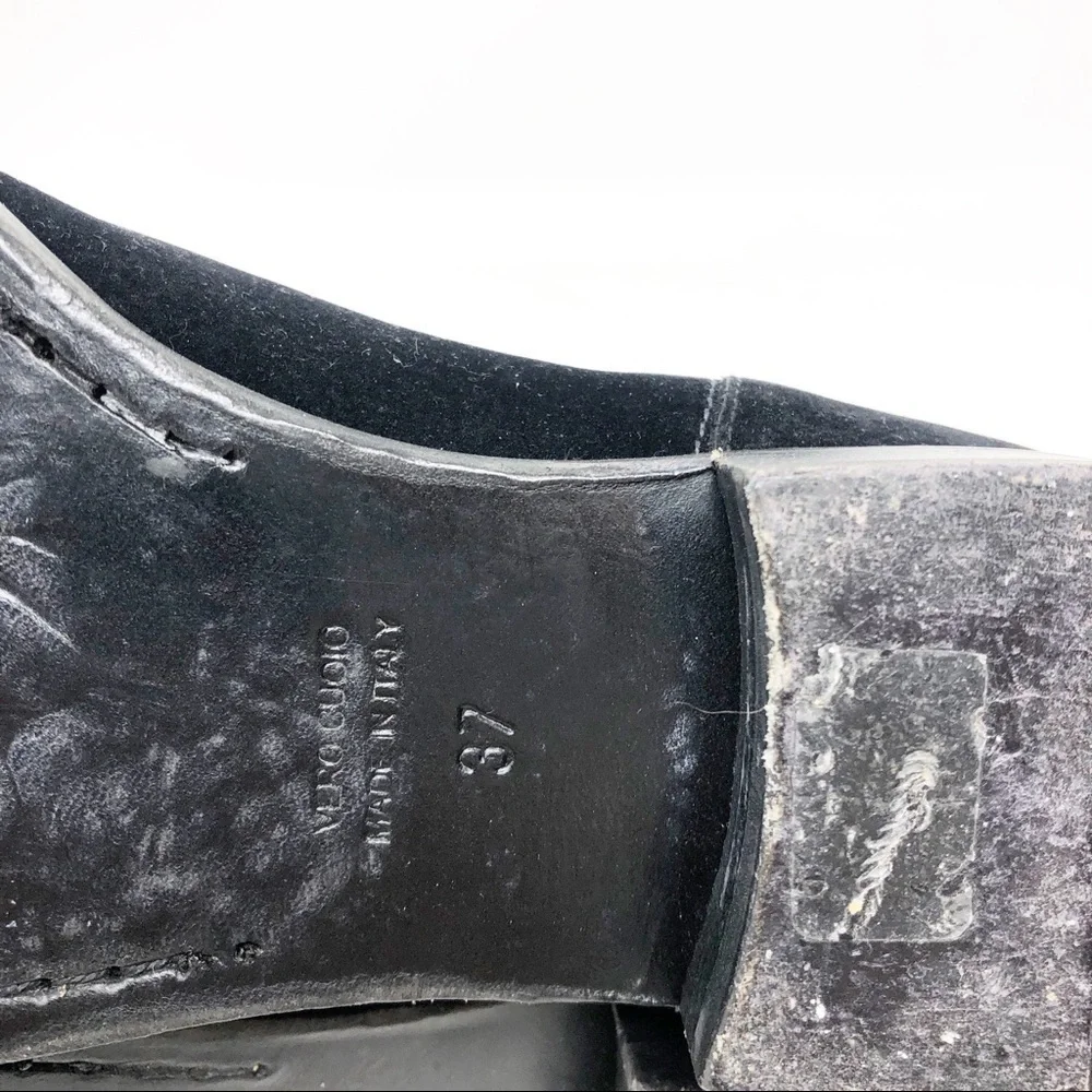 JO GHOST BLACK MADE IN ITALY DISTRESSED VELVET SLIP ON BOOTIES WOMENS SZ 7
